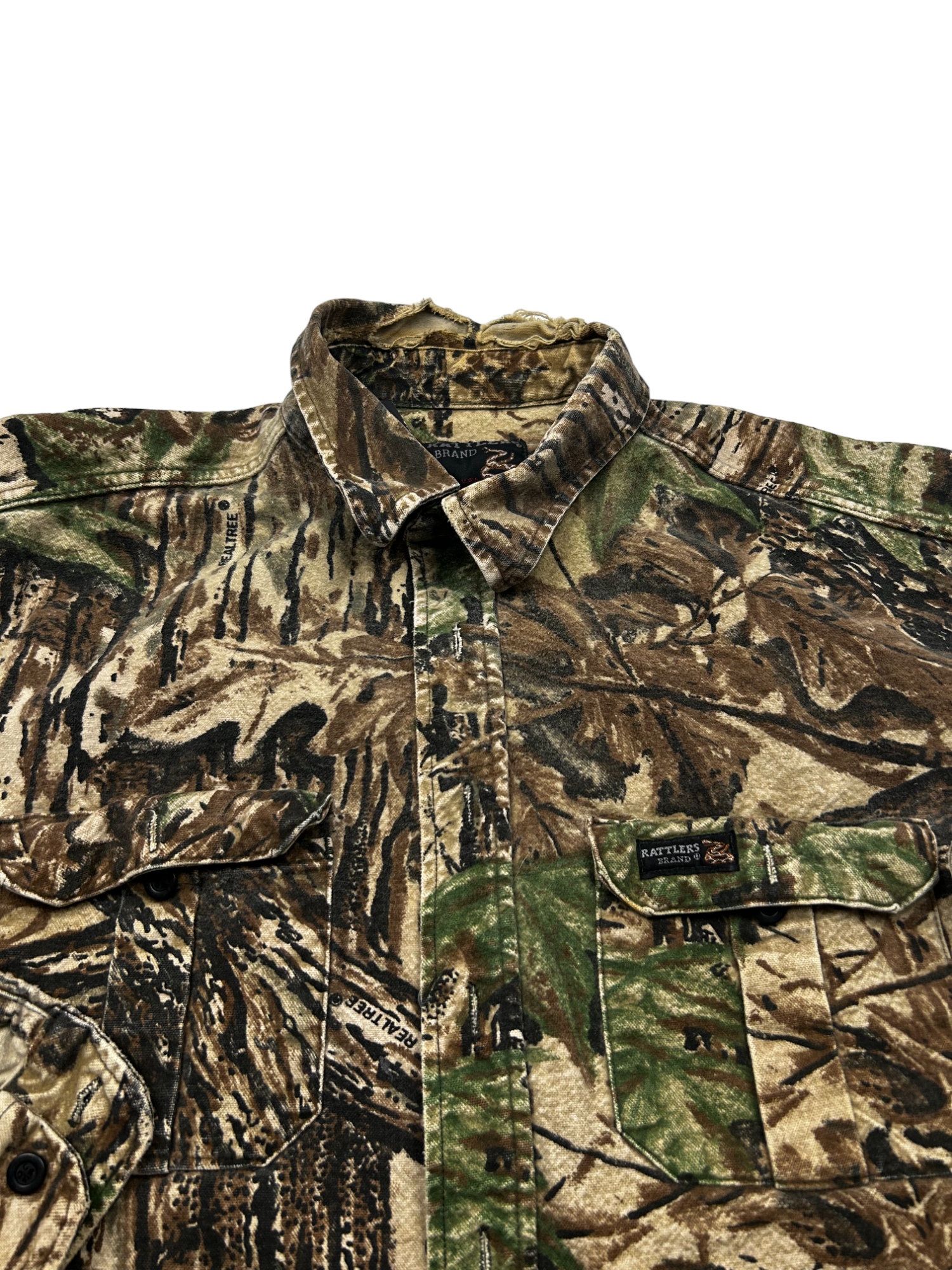 Vintage Vintage rattlers brand Camo button up t shirt